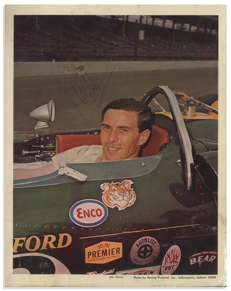 Jim Clark Signed 8.5'' x 11'' Photo From the Indy 500